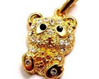 swarovski 22mm Teddy bear Golden bail pendant