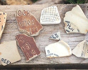Sea Pottery Bundle, Beach Pottery Bundle, Scottish Sea Pottery, Scottish Beach Pottery, Beach Pottery Pieces, Sea Pottery with words