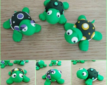 Whimsical Turtles: cute colorful polymer clay figurines-Handmade lovely collectibles turtles-home decorations