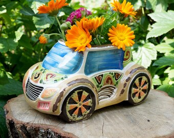 Boyfriend gift|for|him Auto ceramic planter Succulent planter Nursery furniture Cute plant pot large Cactus pot ceramic New home gift women