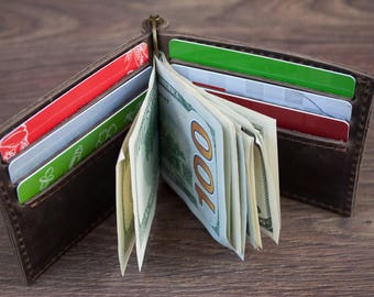 Leather Wallet, Mens wallet, Money Clip Wallet, Credit Card Wallet, Groomsmen Gift, Husband Gift, Gifts for Men, Gifts for Him, Mens Gift