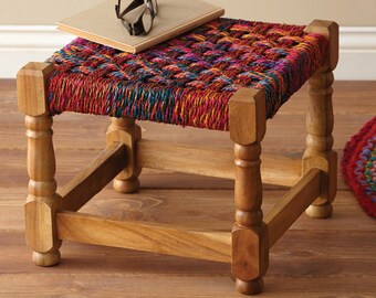 Indian Styled Rope Stool - Vintage Charpoy Stool