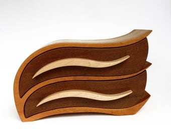 Bandsaw Box Wooden Jewelry Box Casket Wooden Jewellery Box Exotic Wood Strip Box