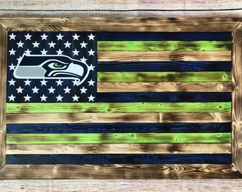 Seattle seahawks custom wooden flag - customizable