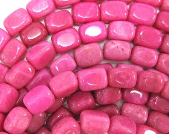 14mm magenta jade nugget beads 15" strand 31999