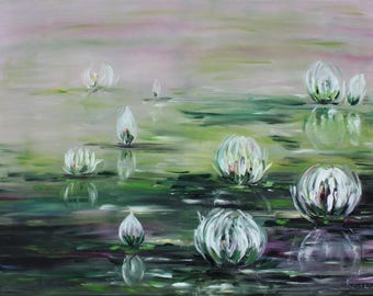 Water lily painting | Etsy