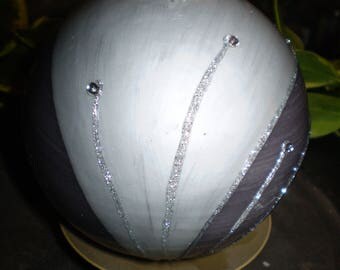 Luxury German Christmas Diamante,Glitter Graphite Grey Ball Candle,Slow Burning,Natural Plant Wax