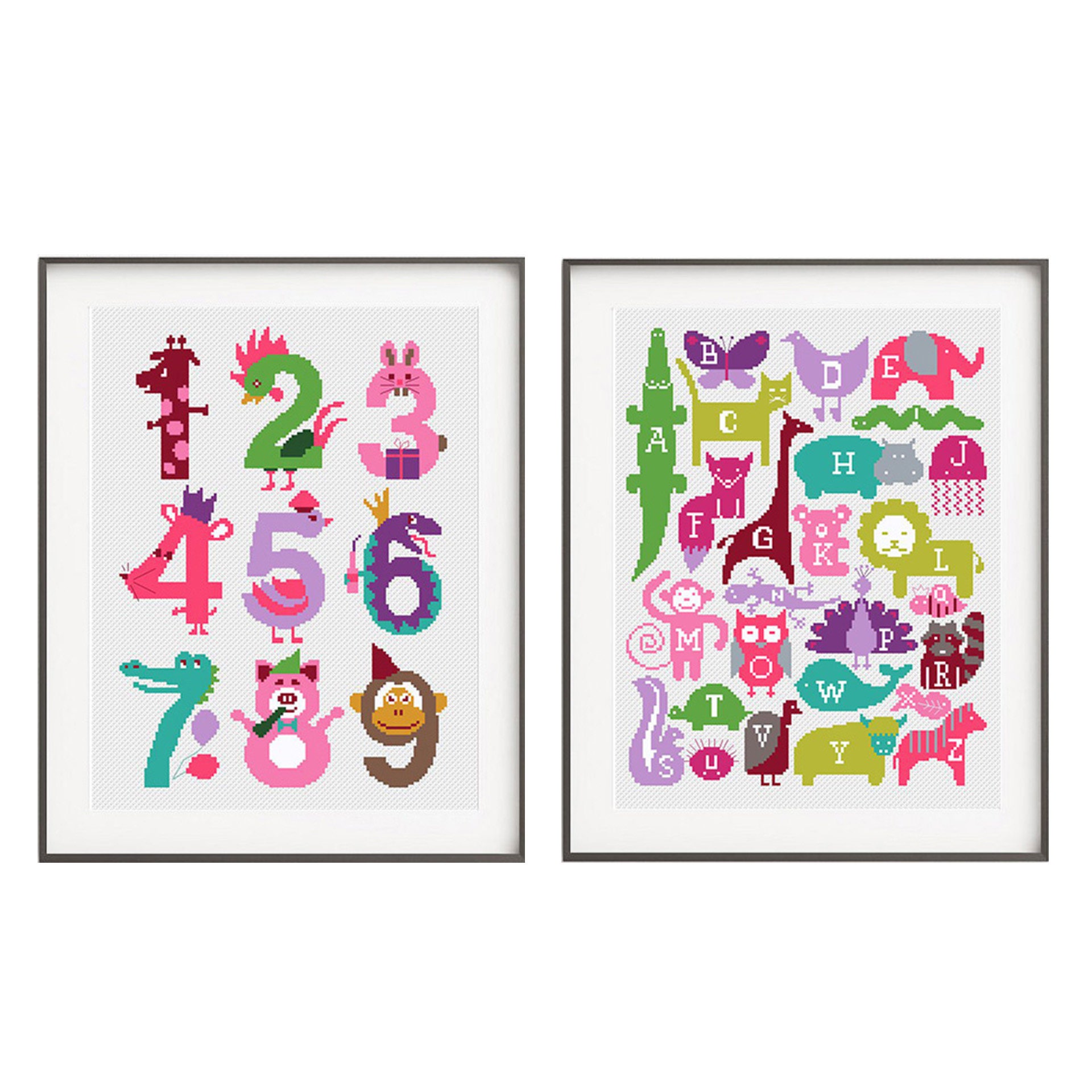 Baby cross stitch pattern Alphabet and number set Baby shower