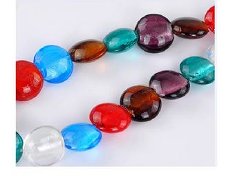 Set of 50 lampwork beads in mixed colors 20 mm x 9 mm