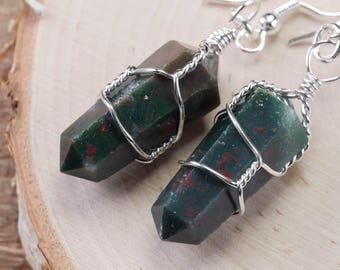 •EQUA-ORBIT• bloodstone + silver earrings