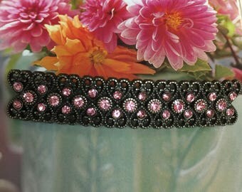 Vintage Pink Barette, Vintage Pink Rhinestones Hair Clip