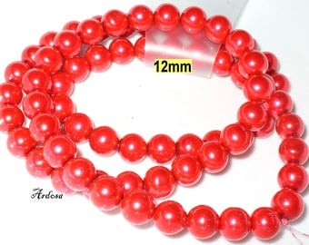 1 strand 82cm = 72 red glass beads 12 mm (812.21.1)