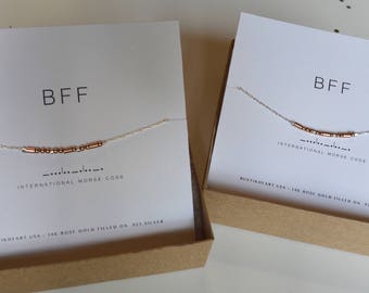BFF Matching Choker Set / Best Friends Necklace Set / BFF Gift Set / 2 Choker Necklaces / Morse Code Silver and Rose Gold Filled
