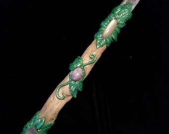 Driftwood Crystal Rose Quartz Moonstone Love Wand