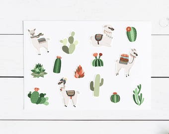 Llama and Cactus Sticker Pack- Planner, Journal, Snailmail