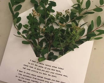 Letter Poem with painting or pressed leaves
