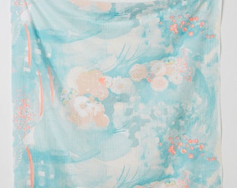 KOMOREBI IN SPRINGS, nani Iro Double Gauze Fabric ~ Teal and Pink Fabric ~ Weave and Woven