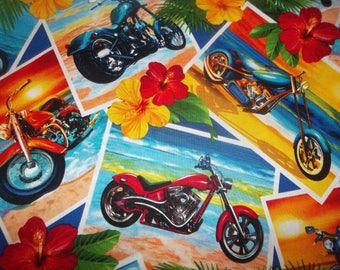 Motorcycle King 100% Cotton Fabric Panel #104