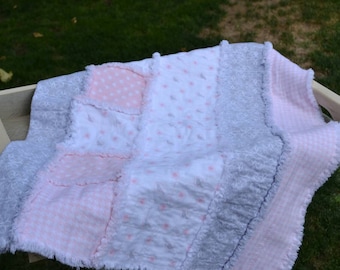 Pretty in Pink - Baby Blanket - Rag Quilt