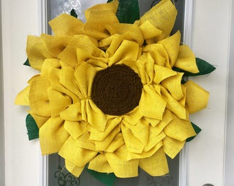 Burlap Sunflower Wreath // Spring Wreath // Fall Wreath // Front Door Decor