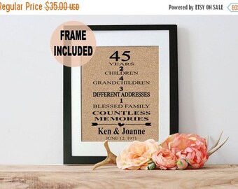 ON SALE 45th Wedding Anniversary Gift/ 45th Anniversary Gift/ 45 Years of Marriage - 45th Anniversary Gift for Parents - Parents Anniversary