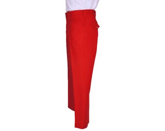 Vintage 1970s Mens Pants Mesquite Niver Western Wear Red Polyester Size 34 Waist