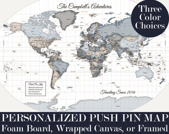 World Map Pin Board 24x36 Push Pin Map Travel Home Decor Custom Pinboard Graduation Gift for Brother
