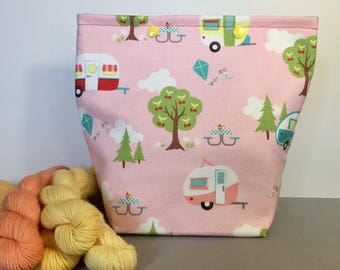 Vintage Glamping Knitting Project Bag - Snap GoGo