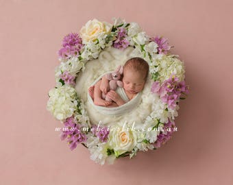 Newborn Digital Background girls floral basket