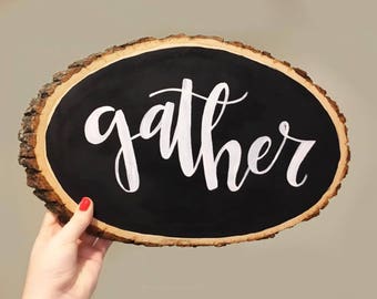 Gather Large Wood Slice - Black