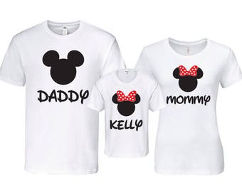 Disney Family Shirts - Matching Family Shirts - Family Vacation Shirts - Personalized with Custom Name - Mickey Minnie Shirt