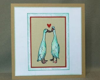 valentines card, anniversary card, love card, handmade card, ducks
