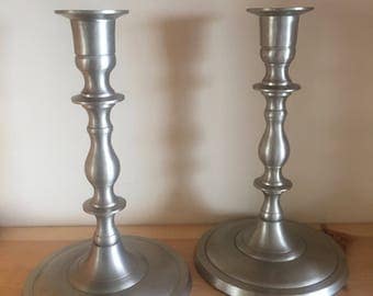 Vintage Pewter Candlestick Candle holder Pair