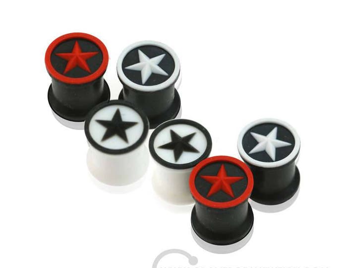 Star Embossed Ultra Flexible Silicone Double Flare Plug