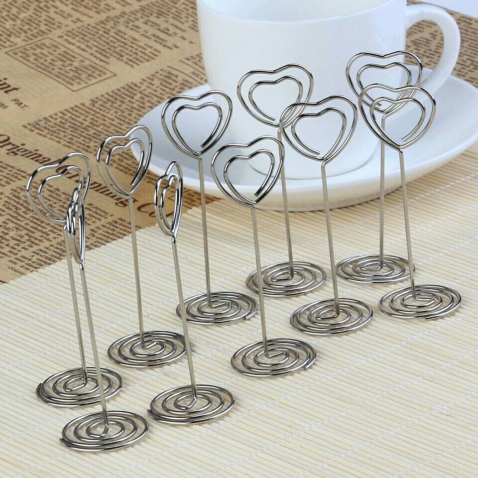 10pcs Place Card Holder Heart Shape Wedding Party Favor Clips