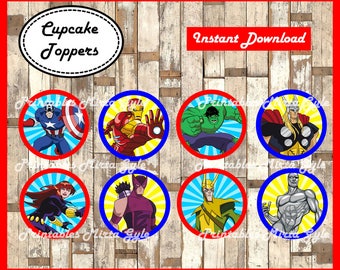 Avengers cupcakes toppers, printable Superheroes party toppers, Avengers cupcakes toppers