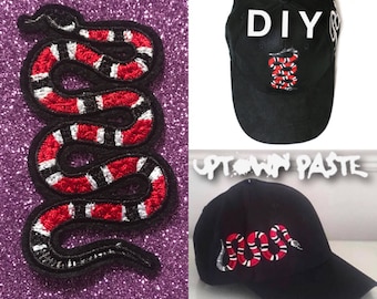 Gucci Style Patch Free WW Shipping! Gucci Snake Style Sew Iron On Patch CDG Play Patch Iron On Patch Embroidered Patch Supreme Patch