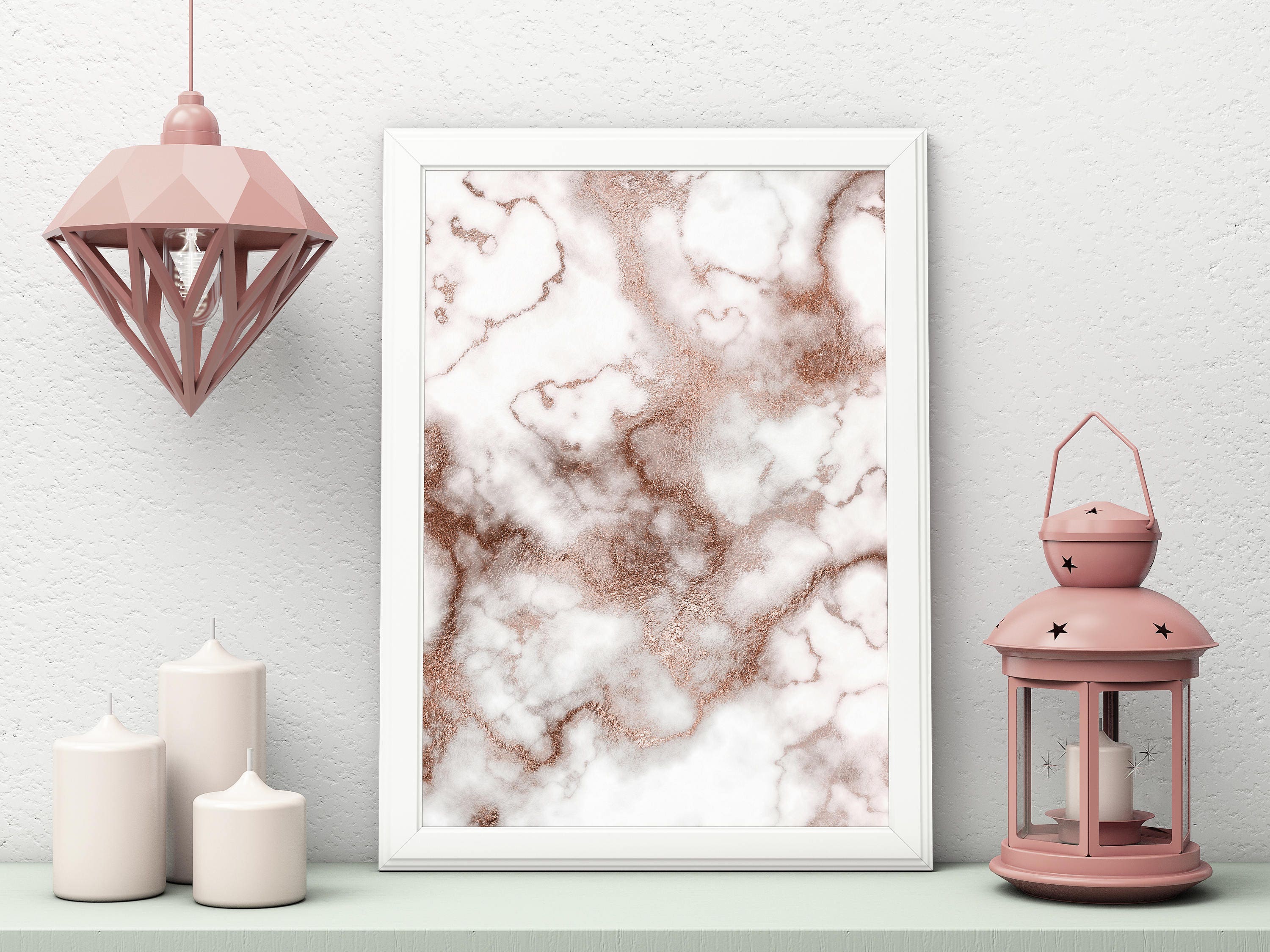 Rose Gold Marble Art Print Marble Wall Art Rose Gold Decor