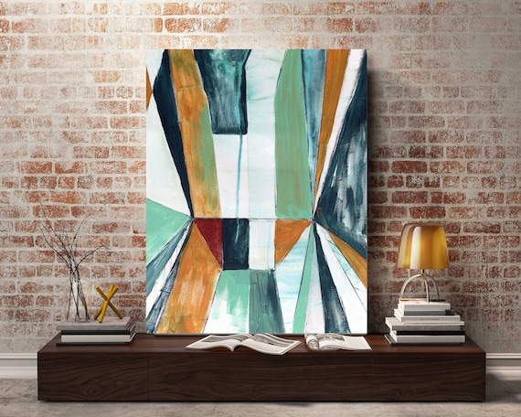 Original abstract painting linear block abstract art block