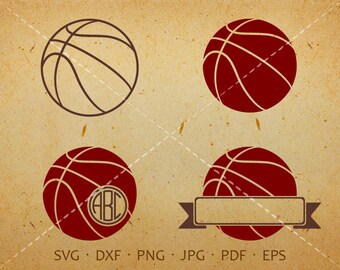 Basketball Monogram SVG with Circle Font, Basketball Clipart Shirt SVG Silhouette Cricut Cut Files (svg, dxf, eps, png, jpg, pdf)