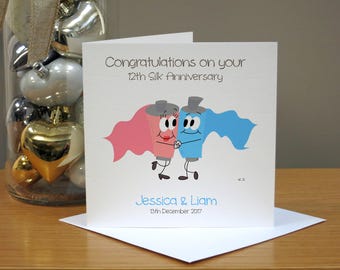 anniversary 12th cards funny husband him silk card personalised couple wife cartoon cute