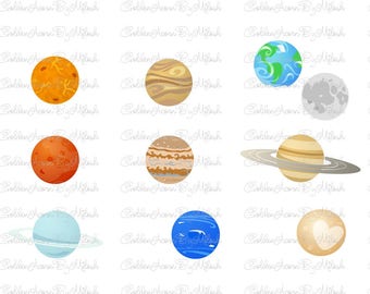 Solar System Planets Svg Dxf Png Eps Files Vector astronomy sky planets clipart space print Digital Download cutting file svg for silhouette