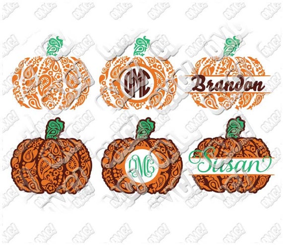 Download Paisley Pumpkin Swirly Split Monogram SVG svg dxf eps jpeg