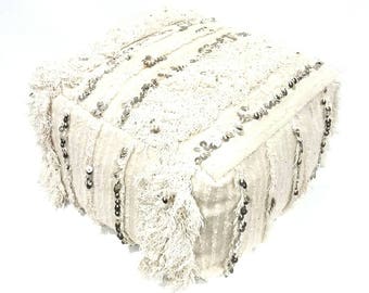 DISCOUNTED Moroccan handira wedding blanket floor pouf