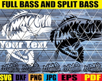 full bass svg split bass svg bass monogram svg bass fish svg fishing SVG files bass fishing svg fishing svg dxg png eps jpg pdf