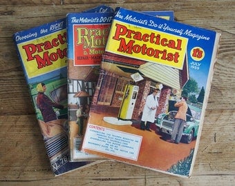 3 PRACTICAL MOTORIST MAGAZINES 1950's