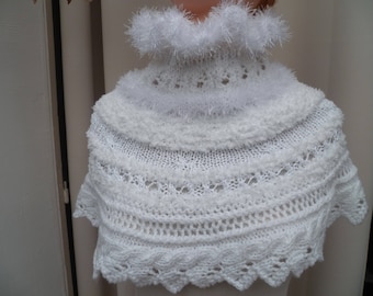 shoulder warmers hand knitted white