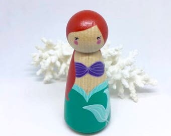Ariel pegg doll, The little mermaid, Ariel, The little mermaid peg doll, Disney character figurines Disney princesses, princesses