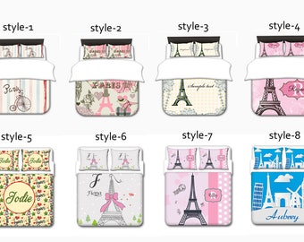 Paris Duvet Cover, Paris Theme Duvet Cover, Paris Duvet Cover Set Toddler, Twin, Queen, King, Queen Duvet Cover, Duvet Cover Queen