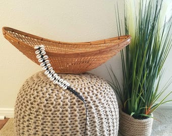 Vintage Long Shallow Wicker Basket